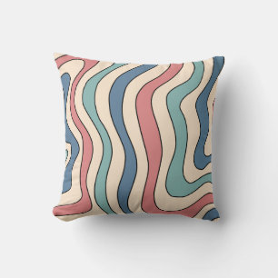 Abstrakt Retro 70s Marble Blue Groovy Mönster Kudde