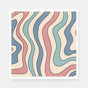 Abstrakt Retro 70s Marble Blue Groovy Mönster Pappersservett