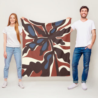 Abstrakt Retro Bladmotiv Fleecefilt