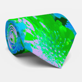 Abstrakt Retro Blomma i Lavendel och Limegrön Slips