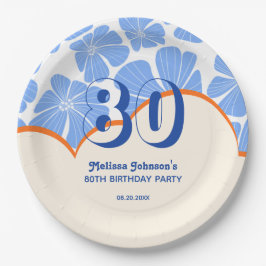 Abstrakt Retro Blue Chamomile Flower Birthday