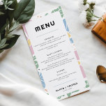 Abstrakt Retro Boho Chic Colorful Blommigt Bröllop Meny<br><div class="desc">Abstrakt Retro Boho Chic Colorful Blommigt Bröllop Menu Hämta redo att växa med den här Abstrakten Retro Boho Chic Colorful Blommigt Bröllop Menu! Inbjudan är en perfekt som består av en blandning av retro- och boho-chic, och har en enastående 70-sekundersinspirerad blommönster och en levande, abstrakt utformning. Perfekt för ett bröllop...</div>