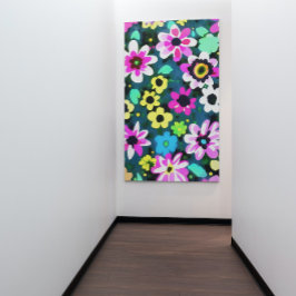 Abstrakt Retro Boho Vår blommor Viva Magenta Canvastryck