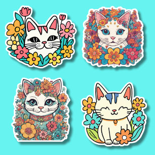Abstrakt Retro Cat Collection - vattentätt skydd Klistermärken