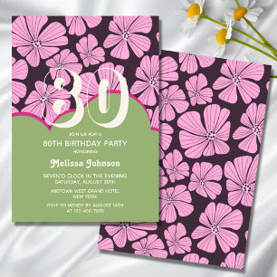 Abstrakt Retro Chamomile Blommigt Grönt Birthday Inbjudningar