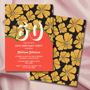 Abstrakt Retro Chamomile Blommigt Gult Birthday Inbjudningar