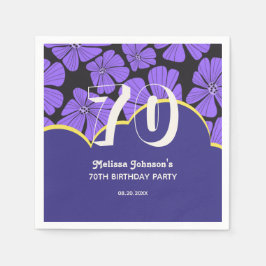 Abstrakt Retro Chamomile Blommigt Lila Birthday Pappersservett