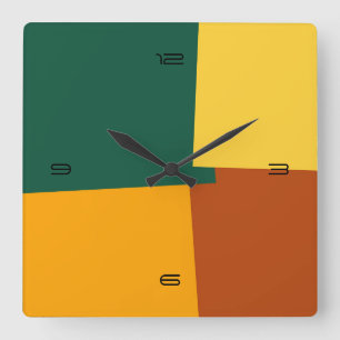 Abstrakt Retro Färg Geometric Mönster #10 Fyrkantig Klocka
