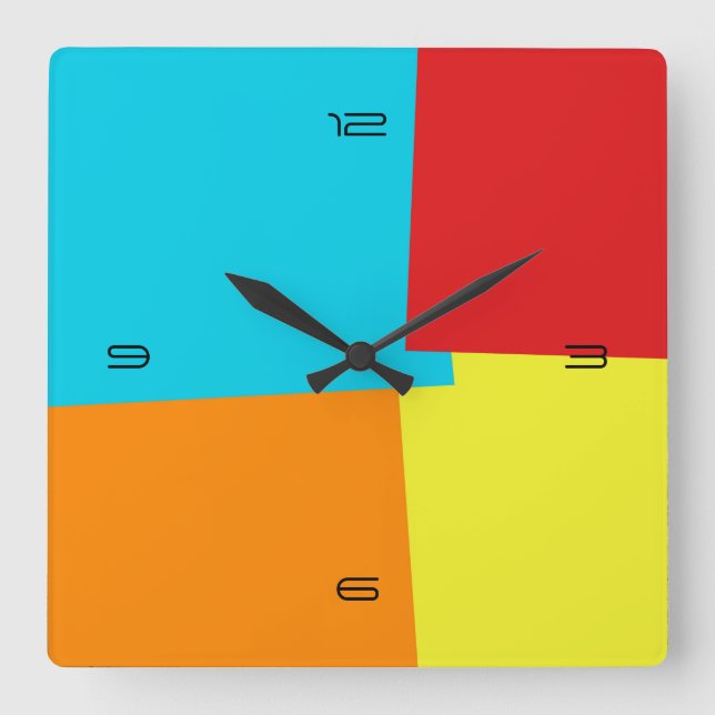 Abstrakt Retro Färg Geometric Mönster #4 Fyrkantig Klocka (Framsida)