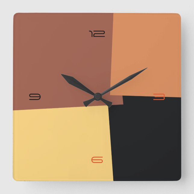 Abstrakt Retro Färg Geometric Mönster #6 Fyrkantig Klocka (Framsida)