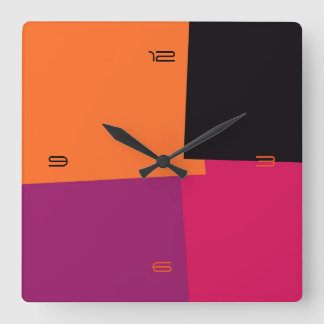 Abstrakt Retro Färg Geometric Mönster #9 Fyrkantig Klocka