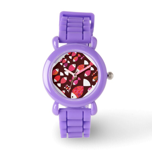 Abstrakt retro fish under water mönster armbandsur (Framsida)
