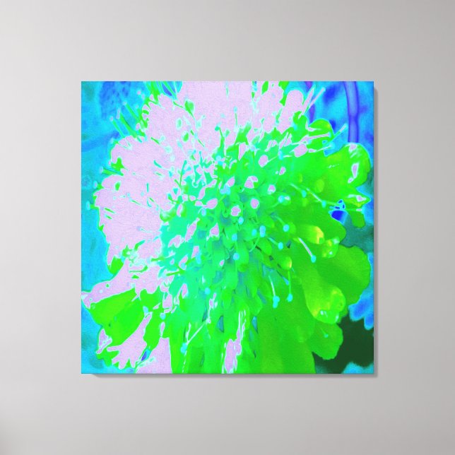 Abstrakt Retro Flower i Lavender and Lime Green Canvastryck (Framsida)