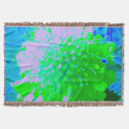Abstrakt Retro Flower i Lavender and Lime Green Filt