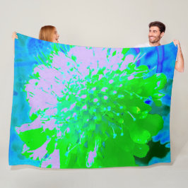 Abstrakt Retro Flower i Lavender and Lime Green Fleecefilt