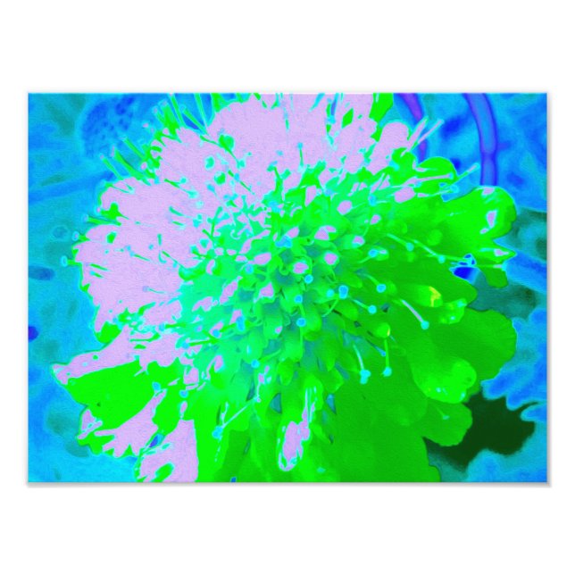 Abstrakt Retro Flower i Lavender and Lime Green Fototryck (Framsidan)