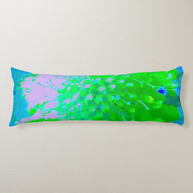 Abstrakt Retro Flower i Lavender and Lime Green Kroppskudde (Framsidan)