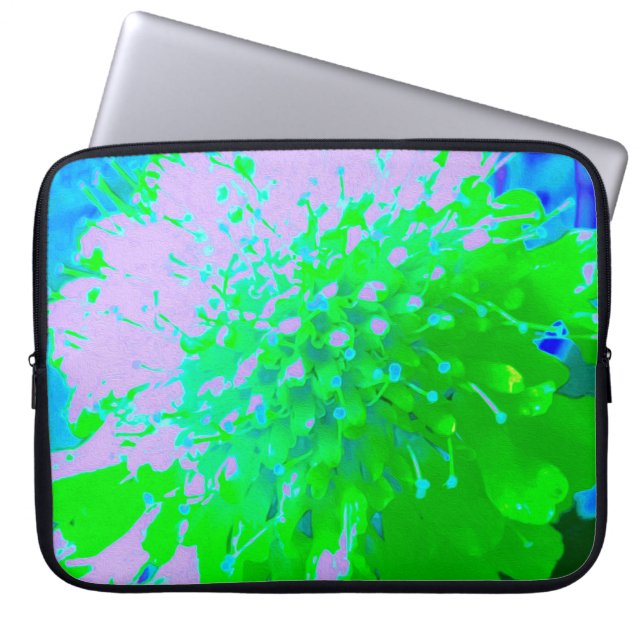 Abstrakt Retro Flower i Lavender and Lime Green Laptop Fodral (Framsidan)