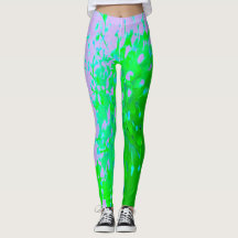 Abstrakt Retro Flower i Lavender and Lime Green