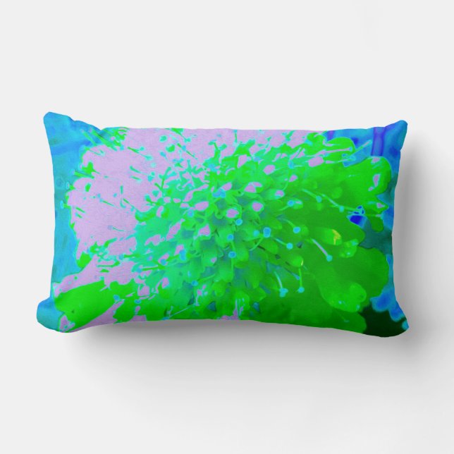 Abstrakt Retro Flower i Lavender and Lime Green Lumbarkudde (Framsida)