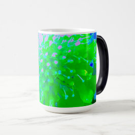 Abstrakt Retro Flower i Lavender and Lime Green Magisk Mugg