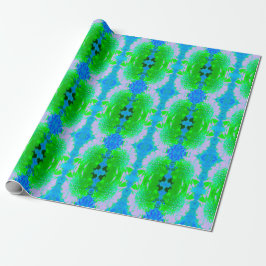 Abstrakt Retro Flower i Lavender and Lime Green Presentpapper