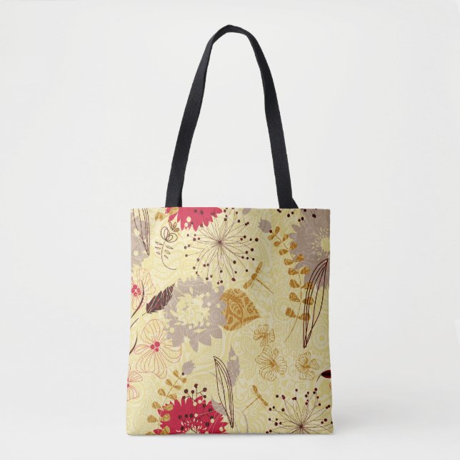 Abstrakt Retro Flowers Tygkasse (Framsida)