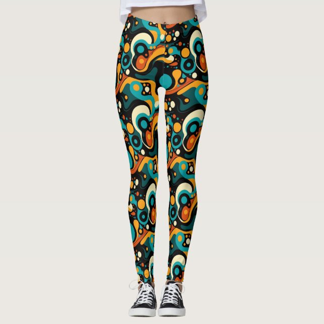 Abstrakt Retro Funk Leggings (Framsida)