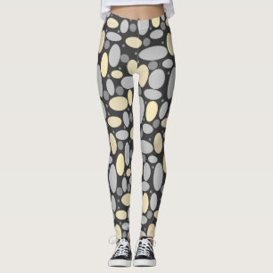Abstrakt Retro grått beige pastel sea småsten ston Leggings