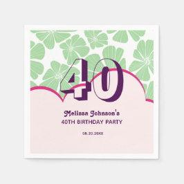 Abstrakt Retro Grönt Chamomile Flower Birthday Pappersservett