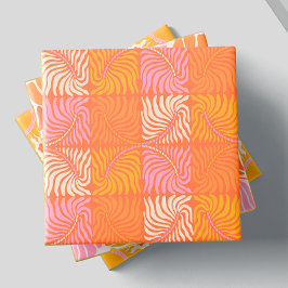 Abstrakt Retro Groovy Mönster Gult Orange Rosa Kakelplatta