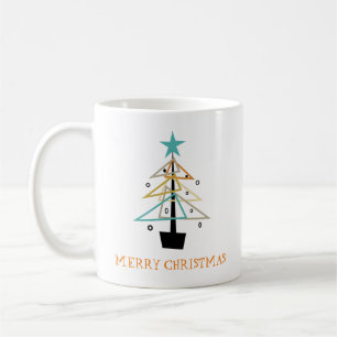 Abstrakt Retro Julgran Mid Century Helgdag Kaffemugg