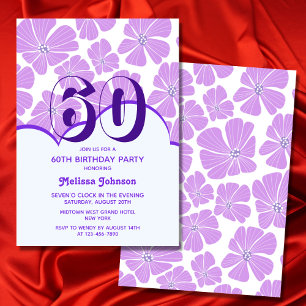 Abstrakt Retro Lila Chamomile Flower Birthday Inbjudningar