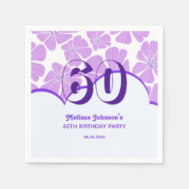 Abstrakt Retro Lila Chamomile Flower Birthday Pappersservett