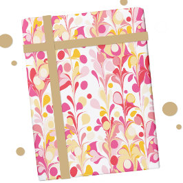 Abstrakt Retro Marble Mönster Rosa Red Gult Presentpapper
