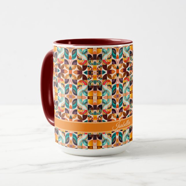 Abstrakt Retro Modern kvadratsamling Mugg (Framsida vänster)