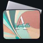 Abstrakt Retro Modern Peach Rust Teal Monogram Laptop Fodral<br><div class="desc">Denna moderna abstrakt laptop sleeve fångar öga och gör ett påstående med sina reflexer av persiko-,  teal-,  aqua- och lerrossnurrar. Lägg till ett namn och börja med att anpassa det. Skapat av Farmhouse Press.</div>