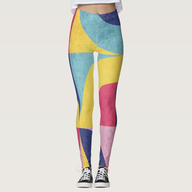 Abstrakt Retro Mönster Leggings (Framsida)