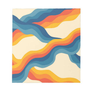 Abstrakt Retro Orange Blue Vågigt Rand Modern i fe Anteckningsblock