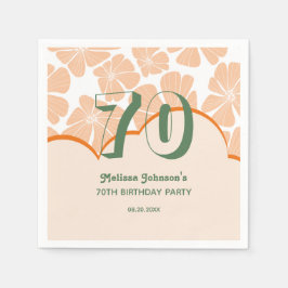 Abstrakt Retro Orange Chamomile Flower Birthday Pappersservett