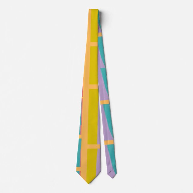 Abstrakt Retro orange och gula Texturerade Ränder Slips (Framsida)
