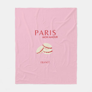 Abstrakt Retro Pastel Paris Rosa ans Pastel Travel Fleecefilt