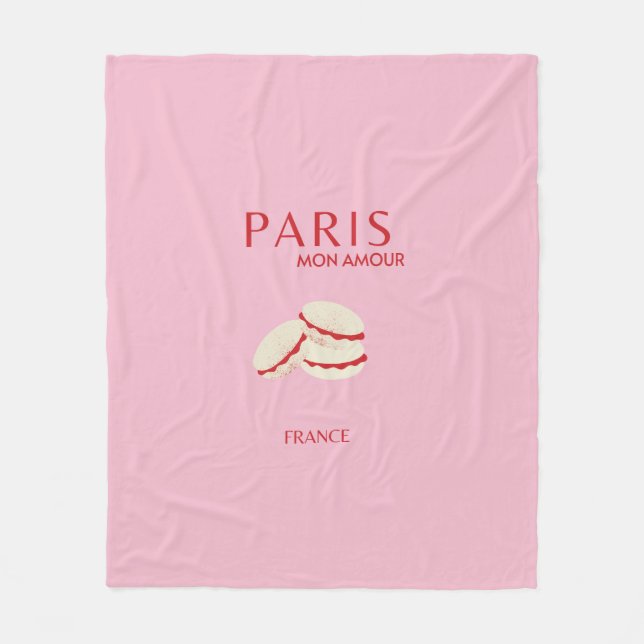 Abstrakt Retro Pastel Paris Rosa ans Pastel Travel Fleecefilt (Framsidan)