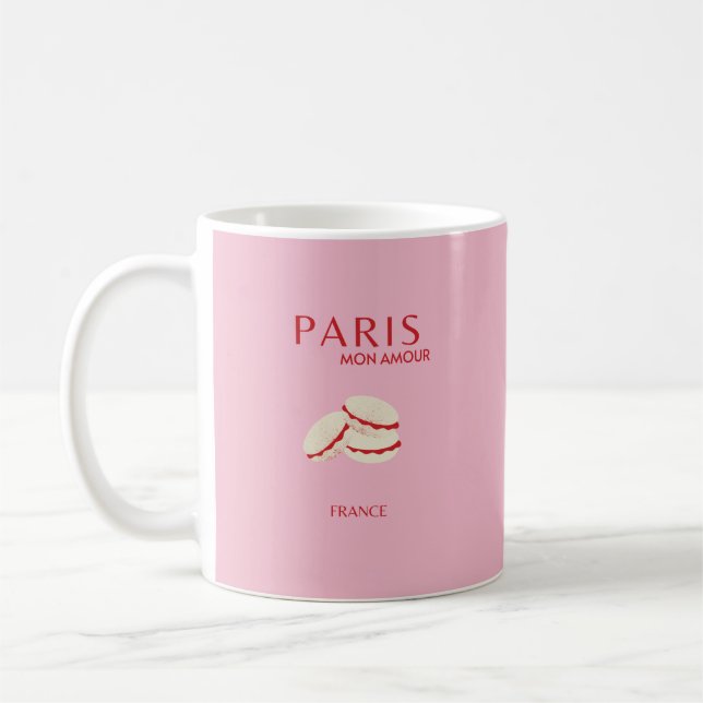 Abstrakt Retro Pastel Paris Rosa ans Pastel Travel Kaffemugg (Vänster)