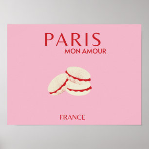 Abstrakt Retro Pastel Paris Rosa Pastel Travel Art Poster