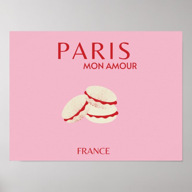 Abstrakt Retro Pastel Paris Rosa Pastel Travel Art Poster (Framsidan)