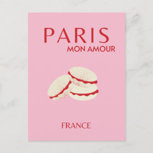 Abstrakt Retro Pastel Paris Rosa Pastel Travel Art Vykort