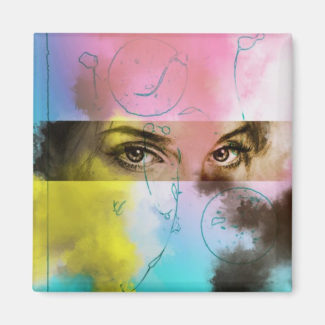 Abstrakt Retro-popup-ruta för kvadratisk ruta Magnet (Framsidan)