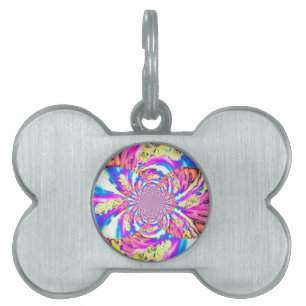 Abstrakt retro rosa blomster mandala rosa orkidéer ID-bricka husdjur