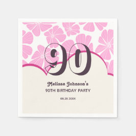 Abstrakt Retro Rosa Chamomile Flower Birthday Pappersservett